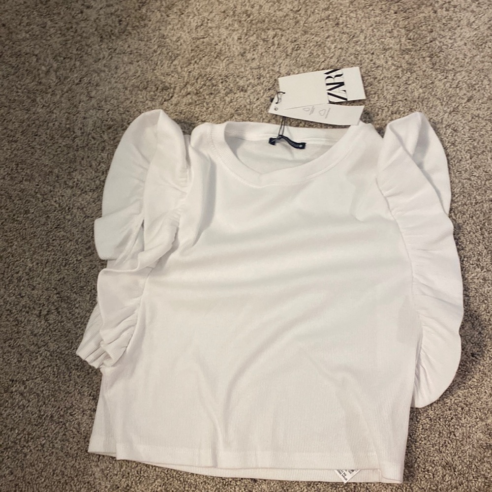 Brand new white cropped zara blouse